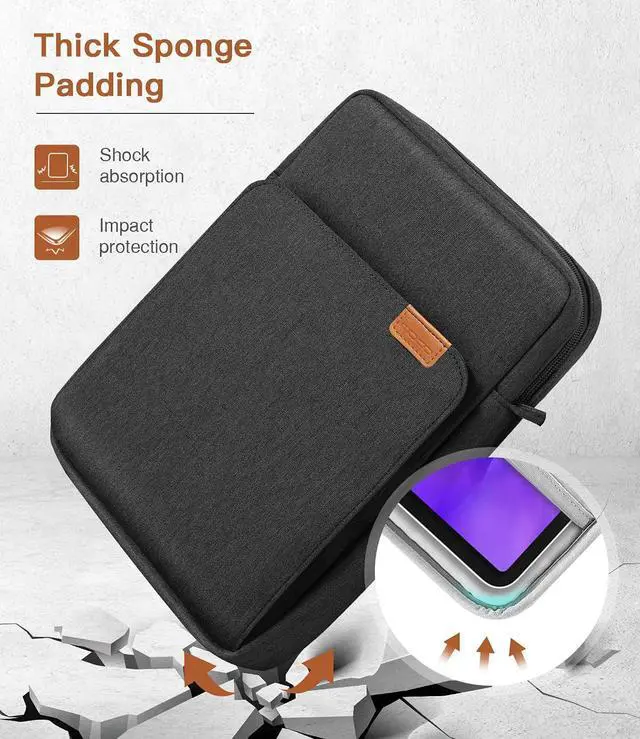 Alt view image 4 of 7 - 9-11 Inch Tablet Sleeve Bag Handle Carrying Case with Shoulder Strap Fits iPad Pro 11 inch iPad 10th 10.9 iPad 9/8/7th Generation 10.2 iPad Air 5/4th 10.9 iPad 9.7 Tab S8/S9 11 Black & Gray