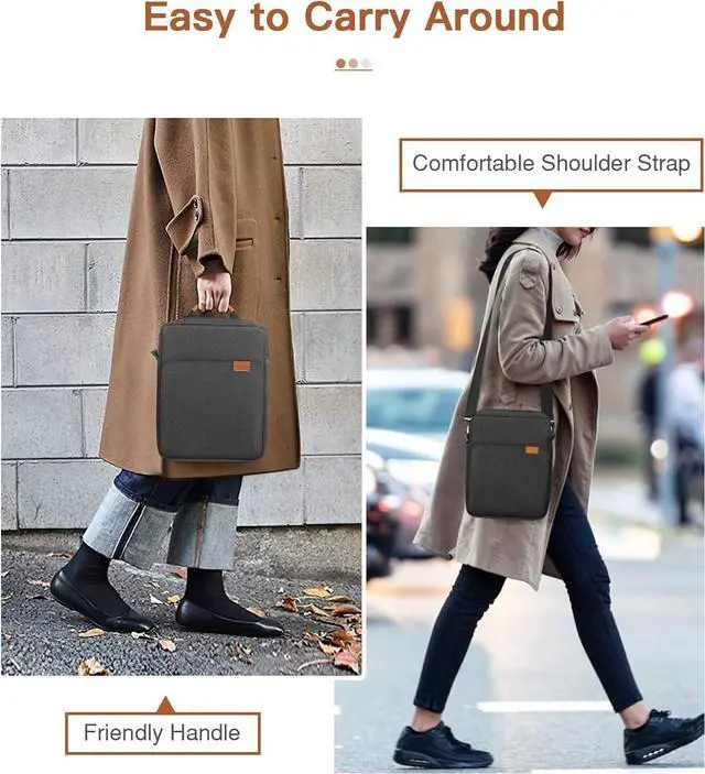 Alt view image 7 of 7 - 9-11 Inch Tablet Sleeve Bag Handle Carrying Case with Shoulder Strap Fits iPad Pro 11 inch iPad 10th 10.9 iPad 9/8/7th Generation 10.2 iPad Air 5/4th 10.9 iPad 9.7 Tab S8/S9 11 Black & Gray