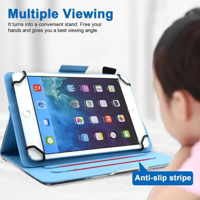 Alt view image 4 of 7 - 10 Inch Tablet Case Universal 10 10.1 Inch Android Tablet Cover Multi-Angle Viewing Stand Case for 9.5-10.5 Inch Tablet Purple Butterfly