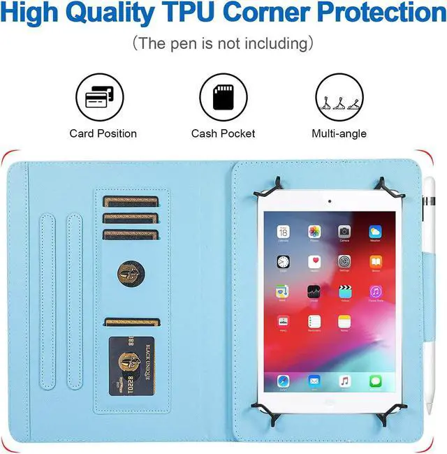 Alt view image 5 of 7 - 10 Inch Tablet Case Universal 10 10.1 Inch Android Tablet Cover Multi-Angle Viewing Stand Case for 9.5-10.5 Inch Tablet Purple Butterfly