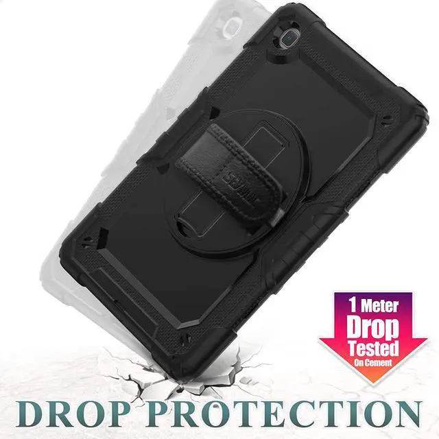 Alt view image 4 of 7 - Case for SAM-SUNG Galaxy Tab A7 10.4 2022/2020 (T503/T509/T500/T505/T507) with Screen Protector, 360 Rotating Stand & Hand Strap, Drop-Proof Case, Black