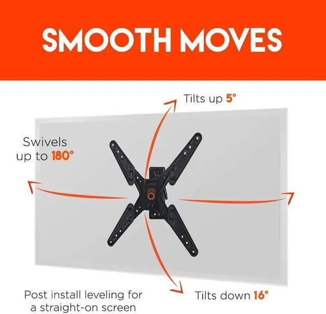 Alt view image 2 of 7 - SleekStud Swivel Full Motion TV Wall Mount Bracket for 26-58 Inch TVs  Extend and Tilt Your TV - Easy Single Stud Install