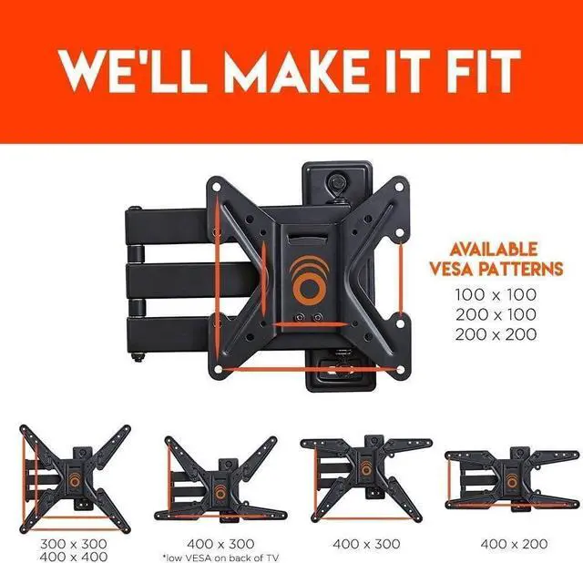 Alt view image 5 of 7 - SleekStud Swivel Full Motion TV Wall Mount Bracket for 26-58 Inch TVs  Extend and Tilt Your TV - Easy Single Stud Install