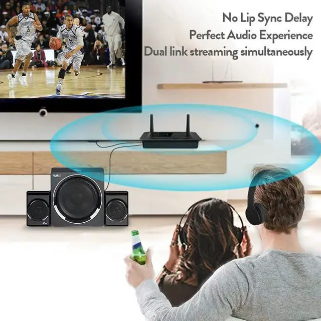 Alt view image 5 of 7 - B03 Bluetooth 5.3 Transmitter Receiver for TV Home Stereo BT Headphones, aptX Low Latency & HD Bluetooth Audio Adapter, Splitter for Wired & Wireless, Optical RCA AUX 3.5mm Inputs/Outputs