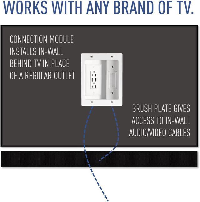 Legrand - OnQ Wall Cable Concealer Kit, Flat Panel TV Connection Kit with  Cable Management Box, In Power Kit Hides Cords Cable Hider Box Fits All  Plugs, White, HT2102WHV1 