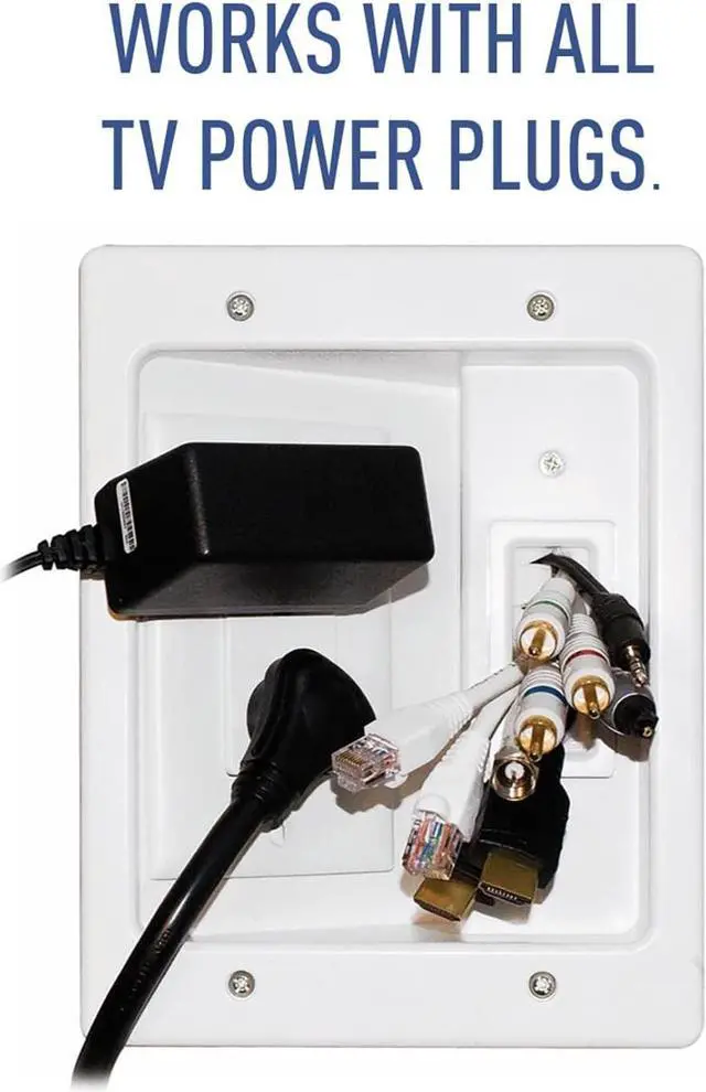 Alt view image 6 of 7 - In Wall TV Power Kit, TV Outlet Box Supports 5.1 Speaker System, TV Outlet Wall Kit to Hide Cords, Recessed TV Outlet Design Saves Space and Works with All Plugs, White, CPS306WV1
