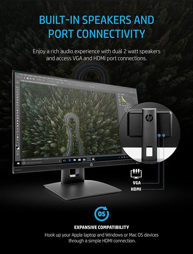 Alt view image 20 of 20 - HP VH240a 23.8" Full HD 1920 x 1080 60 Hz 5ms (GTG) HDMI, VGA LED Backlight IPS Monitor
