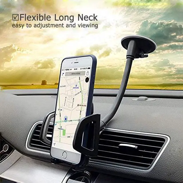 Alt view image 3 of 7 - Car Phone Holder Mount 3-in-1 Universal Cell Phone Holder Car Air Vent Holder Dashboard Mount Windshield Mount Fit for iPhone 16 15 14 13 Pro Max  S24 S23 LG  and More