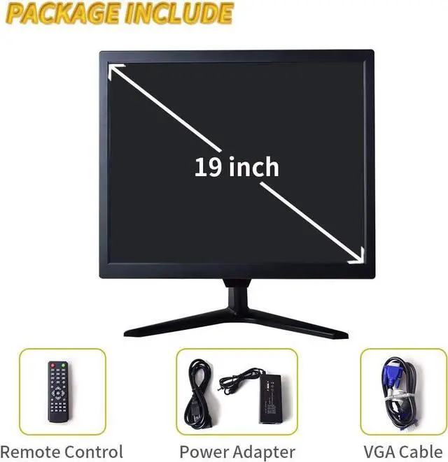 Alt view image 7 of 7 - Gadpiparty Cocar CCTV Security Monitor, 19 inch Security Surveillance Monitor for Home Security Systems Surveillance Camera STB PC, 1280x1024 Vesa 10 * 10 Mounting Built-in Speaker, BNC/VGA/HDMI/Audi