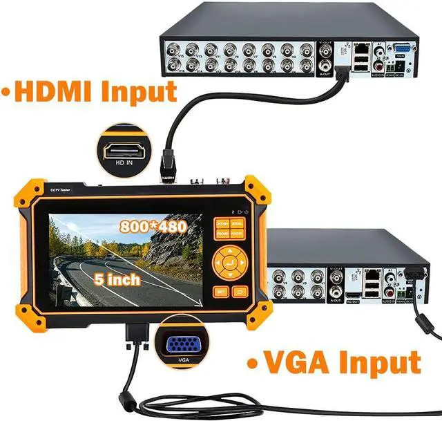Alt view image 3 of 6 - WSDCAM 5 inch TFT-LCD Screen CCTV Camera Tester Monitor Support 4K 8MP CVI TVI AHD SDI CVBS Analog Camera, Support HDMI in VGA in PTZ Control/DC12V Power Output/UTP Cable Tester, 3200-Plus