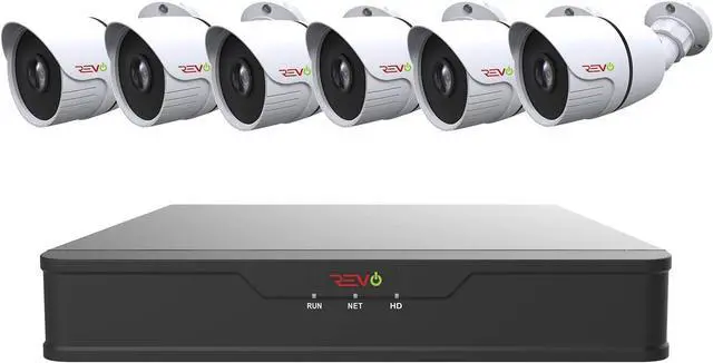 Main image of REVO America Hybrid 8Ch. 2TB HDD DVR Video Security System, 6 x 1080p Indoor/Outdoor IR Bullet Cameras - Remote Access via Smart Phone, Tablet, PC & MAC (RUH81B6G-2T)