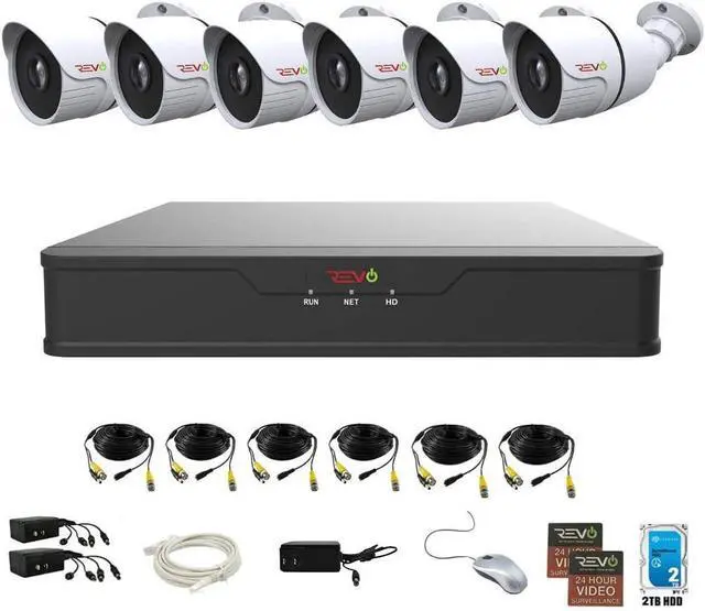 Alt view image 3 of 5 - REVO America Hybrid 8Ch. 2TB HDD DVR Video Security System, 6 x 1080p Indoor/Outdoor IR Bullet Cameras - Remote Access via Smart Phone, Tablet, PC & MAC (RUH81B6G-2T)