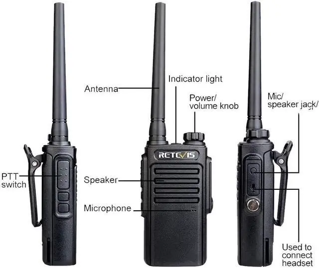 Alt view image 7 of 7 - RT47 IP67 Waterproof 2 Way Radio,Heavy Duty Two Way Radio with Mic, Fully Dustproof,Waterproof 1m/30min,License-Free,Lightweight,Walkie Talkies for Construction Manufacture Outdoor(4 Pack)