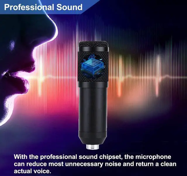 Alt view image 3 of 7 - Upgraded USB Condenser Microphone for Computer, Great for Gaming, Podcast, LiveStreaming, YouTube Recording, Karaoke on PC, Plug & Play, with Adjustable Metal Arm Stand, Ideal for Gift, Black