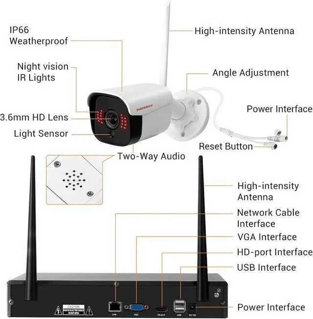 Alt view image 7 of 7 - 1080P WiFi NVR Security Camera System with 1TB Hard Drive, 4 Channel NVR, Weatherproof Cameras, Two Way Audio, Siren, AI Human Detection