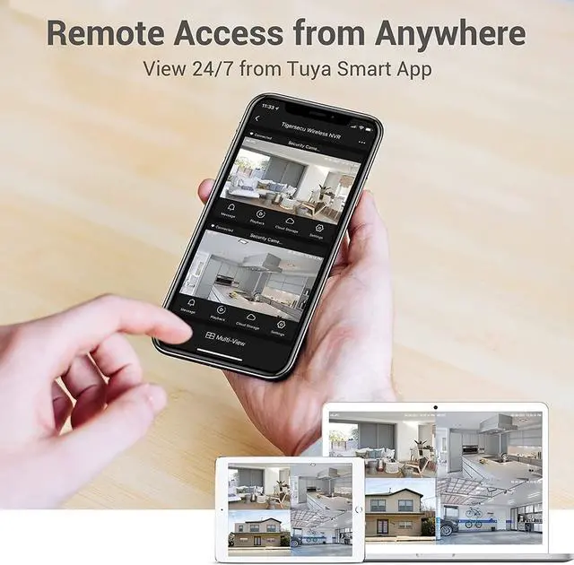 Alt view image 4 of 7 - 1080P WiFi NVR Security Camera System with 1TB Hard Drive, 4 Channel NVR, Weatherproof Cameras, Two Way Audio, Siren, AI Human Detection
