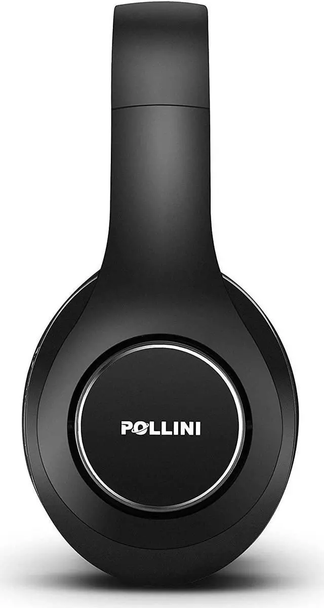 Alt view image 7 of 7 - pollini Bluetooth Headphones Wireless, 40H Playtime Foldable Over Ear Headphones with Microphone, Deep Bass Stereo Headset with Soft Memory-Protein Earmuffs for Phone/PC (Black)