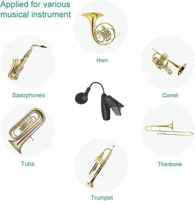 Alt view image 6 of 7 - Wireless Instrument Microphone,UHF Clip Condenser Mic,for Horns,Trumpets,Clarinets, Saxophones, Cello, Computer, Phone, Speakers, Voice Amplifier 131ft Range, 1/8 and 1/4'' Port