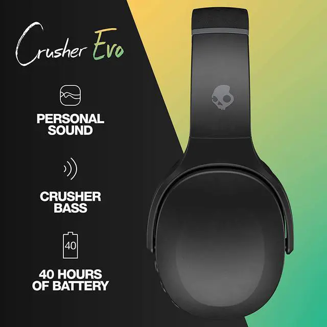 Alt view image 16 of 20 - Skullcandy Crusher Evo Wireless Bluetooth Over-Ear Headphones - Black
