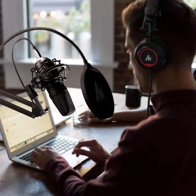 Alt view image 7 of 7 - Microphone with Studio Headphone Set 192kHz/24bit Vocal Condenser Cardioid Podcast Mic Compatible with Mac and Windows, YouTube, Gaming, Live Streaming, Voice-Over (AU-A04H)