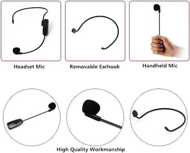 Alt view image 4 of 5 - Wireless Microphone Headset 2.4G Wireless Mic Headset and Handheld 2 in 1 Rechargeable for Voice Amplifier, Stage Speakers, Teacher, Tour Guides, Fitness Instructor