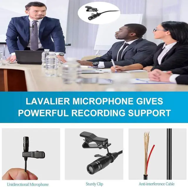 Alt view image 3 of 7 - Pro Lavalier Microphone Lapel Microphone 3.5mm (1/8'') TRS Unidirectional Condenser Mic for PC Camera Voice Amplifier Wireless Transmitter, Ideal for Lectures, Podcasts
