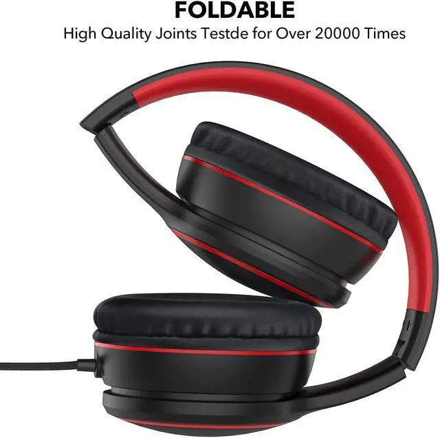 Alt view image 3 of 7 - R10 On-Ear Headphones with Microphone Lightweight Folding Stereo Bass Headphones with 1.5M No-Tangle Cord Portable Wired Headphones for Smartphone Tablet Computer MP3 / 4 (Black)