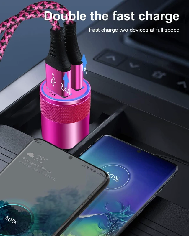 Alt view image 6 of 7 - USB Car Charger Adapter, 3.4a Fast Charging Dual Port Cargador de Carro Lighter Adapter for iPhone SE 11Pro Max X XR XS Max 8 Plus, iPad, Samsung Galaxy A10 S10 Plus S10e S9 Note 8, LG, GPS (2 Pack)