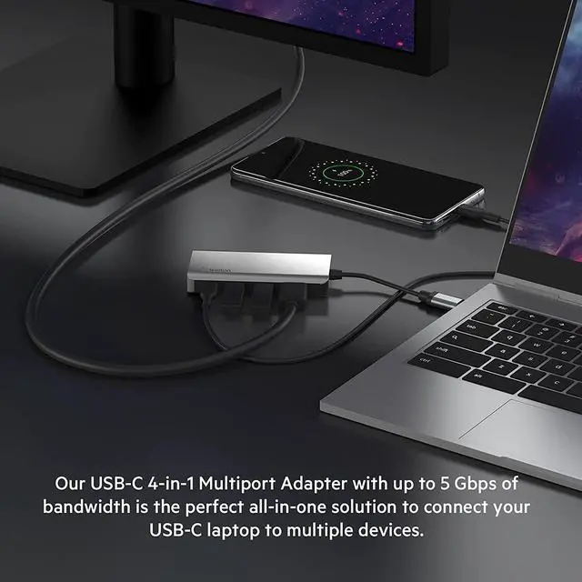Alt view image 6 of 12 - Belkin USB-C Hub - 4-in-1 Multi-Port Adapter Laptop Docking Station with 4K HDMI, USB-C with 100 Watt Pass-Through Power Delivery, and 2 X USB-A Ports for all your devices