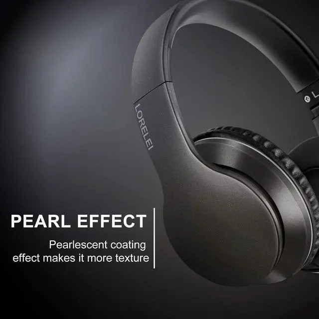 Alt view image 2 of 7 - LORELEI X6 Over-Ear Headphones with Microphone, Lightweight Foldable & Portable Stereo Bass Headphones with 1.45M No-Tangle, Wired Headphones for Smartphone Tablet MP3 / 4 (Space Black)