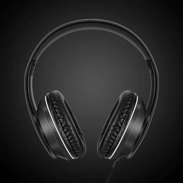 Alt view image 6 of 7 - X6 Over-Ear Headphones with Microphone Lightweight Foldable & Portable Stereo Bass Headphones with 1.45M No-Tangle Wired Headphones for Smartphone Tablet MP3 / 4 (Space Black)