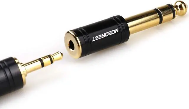 Alt view image 5 of 7 - 1/4 (6.35mm) Male TRS Plug to 1/8 (3.5mm) Female Socket Stereo Audio Jack Pure Copper Adapter for Headphone Amp Adapte - Black 1PCS
