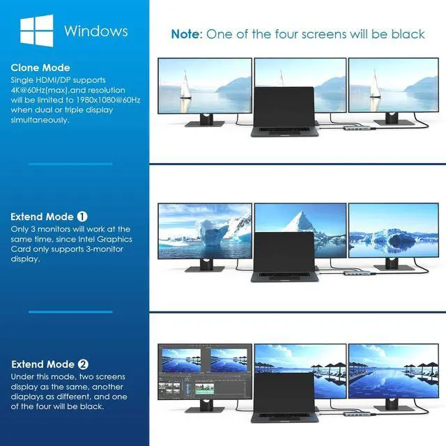 Alt view image 4 of 7 - 12 in 1 Surface Dock Stations , Dock for Surface Pro 3/4/5/6/7/X Surface GO/GO2 Laptop 3 Surface Book2, Mobil Phone, SD, Computer peripherals and More