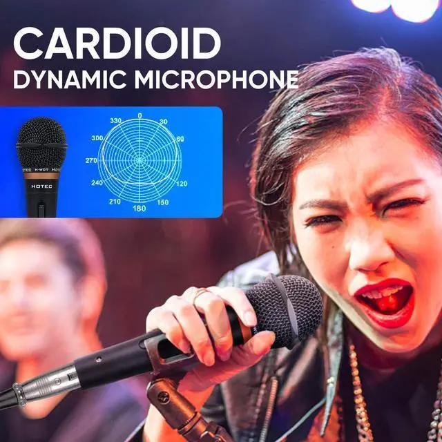Alt view image 2 of 7 - HOTEC Premium Vocal Dynamic Handheld Microphone with 19ft Detachable XLR Cable and ON/Off Switch (Metal Black) (H-W07)