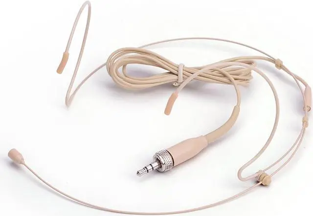 Main image of Microphone Headset Headworn Earset Over Ear Hanging Mic for Sennheiser Wireless System Bodypack Transmitter, Ideal for Lectures, Live Performance, Theater, Podcasts Beige