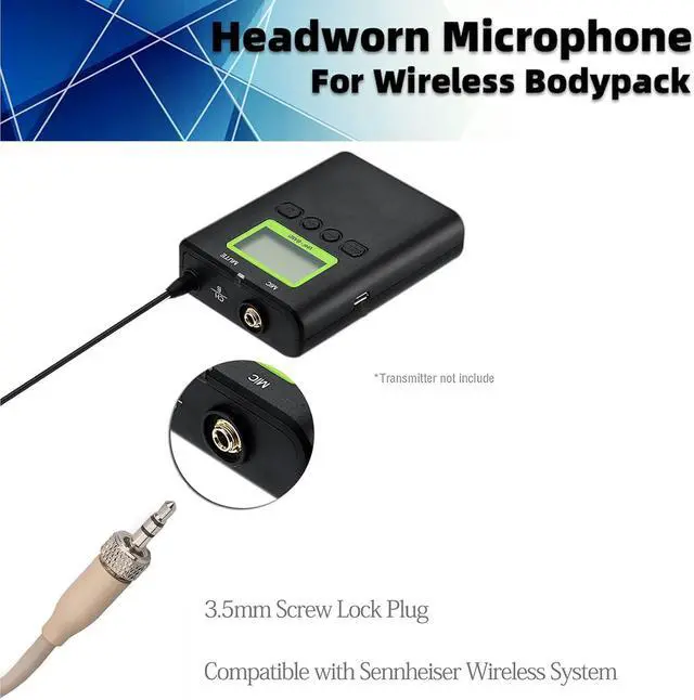 Alt view image 3 of 7 - Microphone Headset Headworn Earset Over Ear Hanging Mic for Sennheiser Wireless System Bodypack Transmitter, Ideal for Lectures, Live Performance, Theater, Podcasts Beige