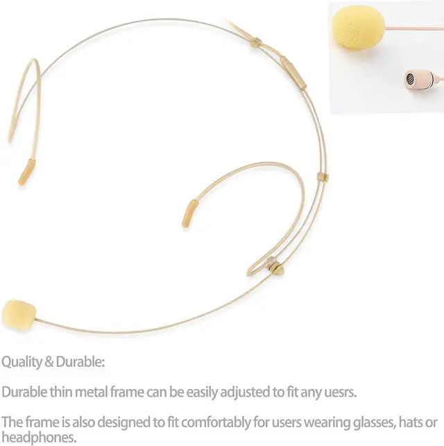 Alt view image 4 of 7 - Microphone Headset Discreet Headworn Earset Over Ear Hanging Mic Compatible with AKG Wireless System Bodypack Transmitter, Ideal for Lectures, Live Performance, Theater, Podcasts Beige