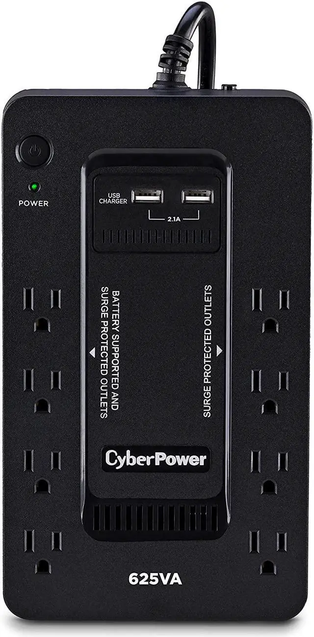 Alt view image 2 of 7 - ST625U Standby UPS System, 625VA/360W, 8 Outlets, 2 USB Charging Ports, Compact