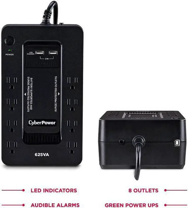 Alt view image 4 of 7 - ST625U Standby UPS System, 625VA/360W, 8 Outlets, 2 USB Charging Ports, Compact