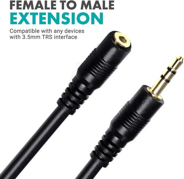Alt view image 4 of 7 - MC10 3.5mm Audio Cable - 3.5mm TRS Female to Male 10ft Extension Cord for Microphones Headphones and More