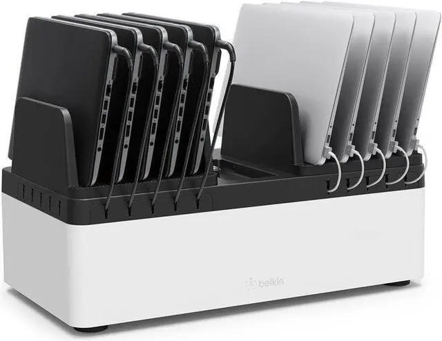 Alt view image 2 of 7 - Belkin Store and Charge W/Fixed Dividers - AC Classroom Charging Station for Laptops & Tablets - Classroom Organization & iPad Charging Station - Up to 10 Devices Including iPads, Tablets & More