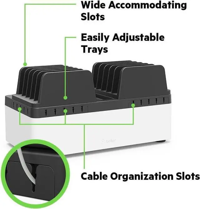 Alt view image 7 of 7 - Belkin Store and Charge W/Fixed Dividers - AC Classroom Charging Station for Laptops & Tablets - Classroom Organization & iPad Charging Station - Up to 10 Devices Including iPads, Tablets & More