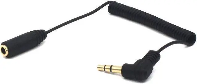 Alt view image 5 of 5 - 30cm 3.5mm TRS Extension Audio Coiled Cable 90 Degree Angle Male to Straight Female 1/8 3.5mm 3 Pole Jack Stereo Headphone Aux Spring Spiral Cord 2 Pack OD 1.5mm