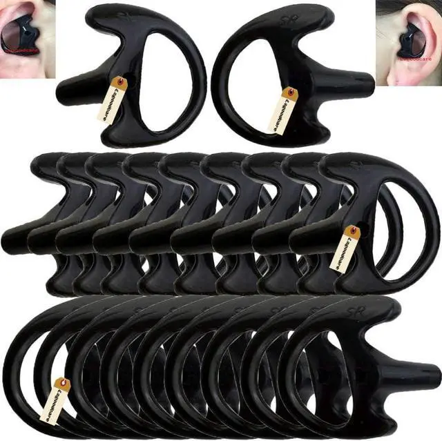 Main image of 2 Way Radio Ear Mold Black Small, Lsgoodcare 20Pcs Replacement Earbud Earmolds Left Right Ear Piece Compatible for Motorola Kenwood Two Way Radio Acoustic Coil Tube, Soft Insert Silicone Earplug