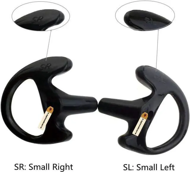 Alt view image 4 of 7 - 2 Way Radio Ear Mold Black Small, Lsgoodcare 20Pcs Replacement Earbud Earmolds Left Right Ear Piece Compatible for Motorola Kenwood Two Way Radio Acoustic Coil Tube, Soft Insert Silicone Earplug