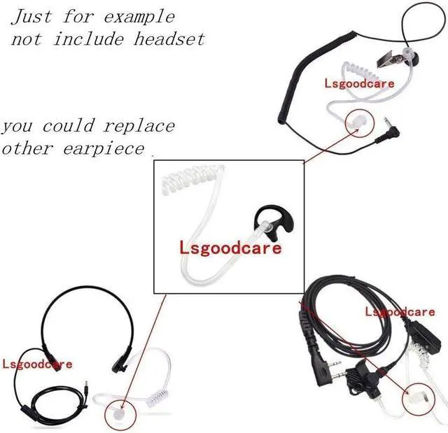 Alt view image 7 of 7 - 2 Way Radio Ear Mold Black Small, Lsgoodcare 20Pcs Replacement Earbud Earmolds Left Right Ear Piece Compatible for Motorola Kenwood Two Way Radio Acoustic Coil Tube, Soft Insert Silicone Earplug