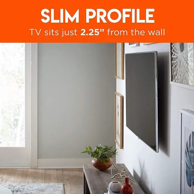Alt view image 2 of 7 - Wall Mount Bracket for TVs Up to 90" - Low Profile Design Holds TV Only 2.25" from Wall - Fast Install with Template & You Can Level After Mounting - Pull Strings for Easy Cable Access