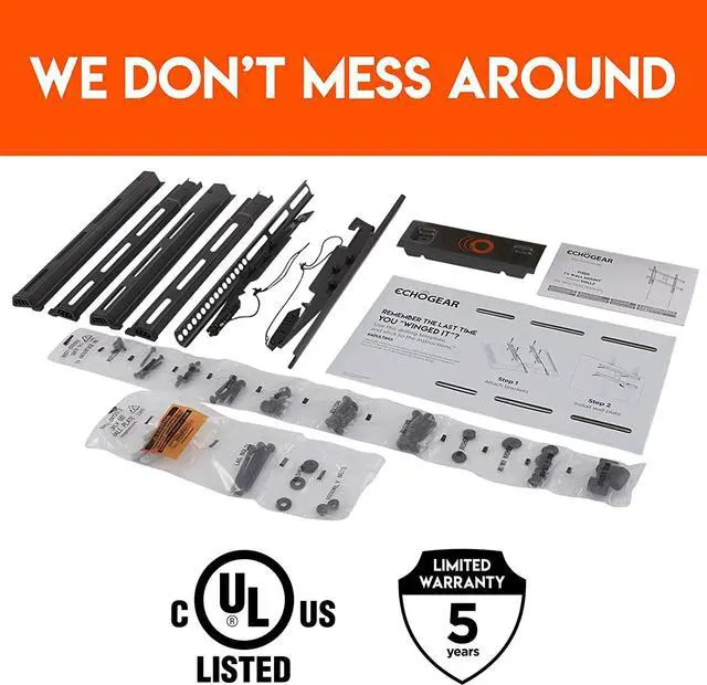 Alt view image 7 of 7 - Wall Mount Bracket for TVs Up to 90" - Low Profile Design Holds TV Only 2.25" from Wall - Fast Install with Template & You Can Level After Mounting - Pull Strings for Easy Cable Access