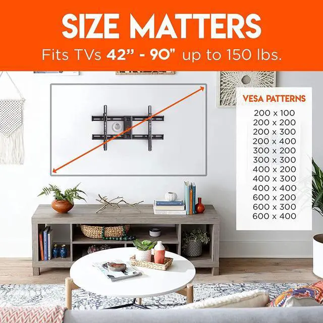 Alt view image 3 of 7 - Wall Mount Bracket for TVs Up to 90" - Low Profile Design Holds TV Only 2.25" from Wall - Fast Install with Template & You Can Level After Mounting - Pull Strings for Easy Cable Access