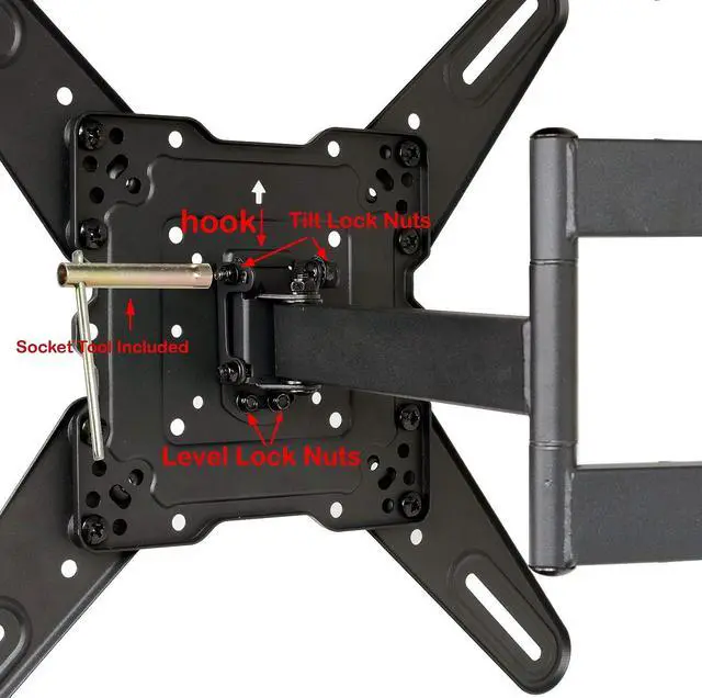 Alt view image 5 of 7 - VideoSecu ML531BE2 TV Wall Mount kit with Free Magnetic Stud Finder and HDMI Cable for Most 26-55 TV and New LED UHD TV up to 60 inch 400x400 Full Motion with 20 inch Articulating Arm WT8